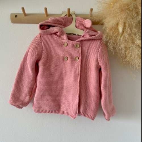 Jacke Teddy Strick rosé Größe: 74 80, zu finden beim Stand 71 am Standort Flohkids Berlin Ost