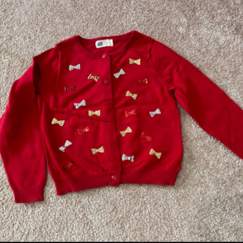 Strickjacke rot H&M  Größe: 98/104, zu finden beim Stand 43 am Standort Flohkids Berlin Ost